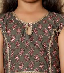 Grey embllished floral printed cotton sharara set girls