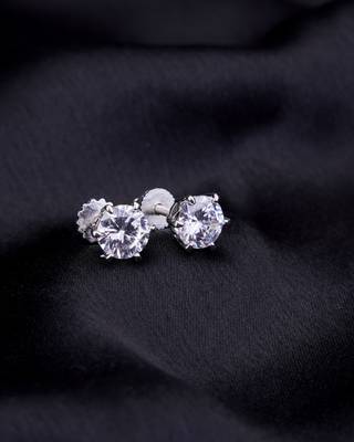 single white stud screw earrings 1