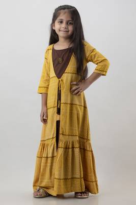 Girls multicolor embllished frontslit anarkali gown in rayon 3