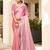 Pink Hot fix Siroski Zarkan Stone Zari Embroidered Border Work Soft Silk Party Wear Saree With Blouse Piece