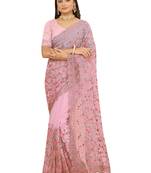 Pink Resham Dori Embroidery Net Party Wear Saree