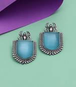Sky blue color monalisa stone oxidised earrings