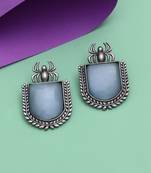 Grey color monalisa stone oxidised earrings
