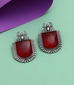 Maroon color monalisa stone oxidised earrings
