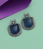Blue color monalisa stone oxidised earrings