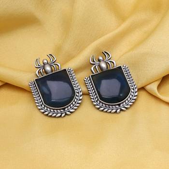 Blue color monalisa stone oxidised earrings 2