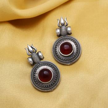 Maroon color monalisa stone oxidised earrings 2