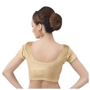 Velvet Gold Short Sleeves Stretchable Readymade Saree Blouse 2