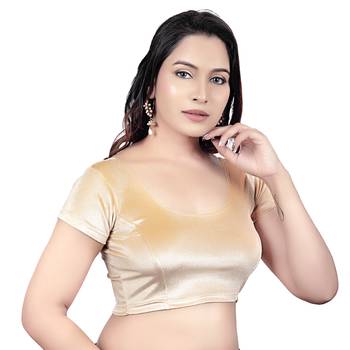 Velvet Gold Short Sleeves Stretchable Readymade Saree Blouse 4