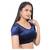 Velvet Navy Short Sleeves tStretchable Readymade Saree Blouse