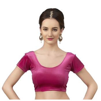 Velvet Rani Short Sleeves tStretchable Readymade Saree Blouse 1