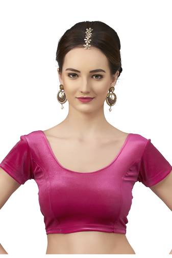 Velvet Rani Short Sleeves tStretchable Readymade Saree Blouse