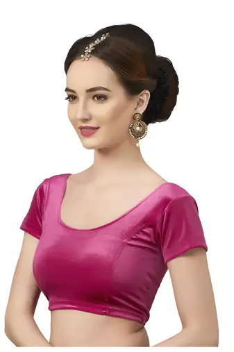 Velvet Rani Short Sleeves tStretchable Readymade Saree Blouse