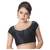 Black Short Sleeves Golden Lace Border Readymade Saree Blouse