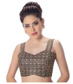Brocade Black Zari work spaghetti Strap  Readymade Saree Blouse