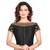 Black Full Zipper Embroidery Short Sleeves Padded Readymade Long Saree Blouse