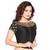 Black Full Zipper Embroidery Short Sleeves Padded Readymade Long Saree Blouse