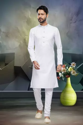 Men's off white plain kurta pajama