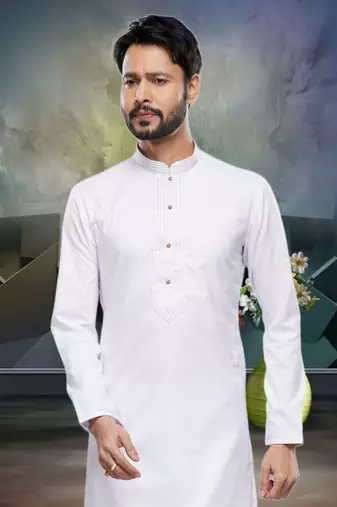 Men's off white plain kurta pajama