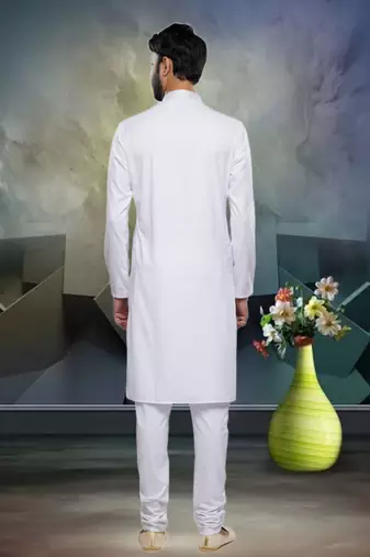 Men's off white plain kurta pajama