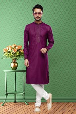 Men's magenta plain kurta pajama 1