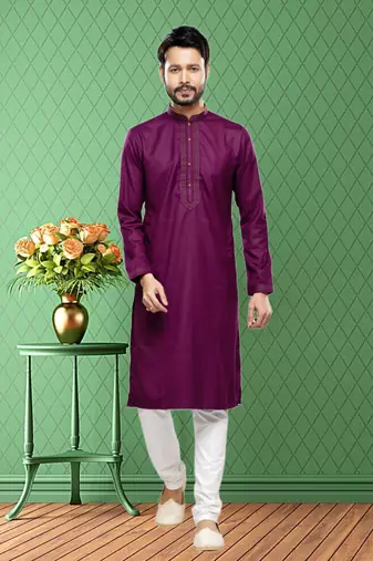 Men's magenta plain kurta pajama