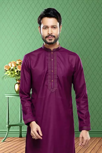 Men's magenta plain kurta pajama