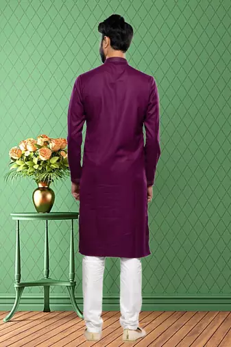 Men's magenta plain kurta pajama