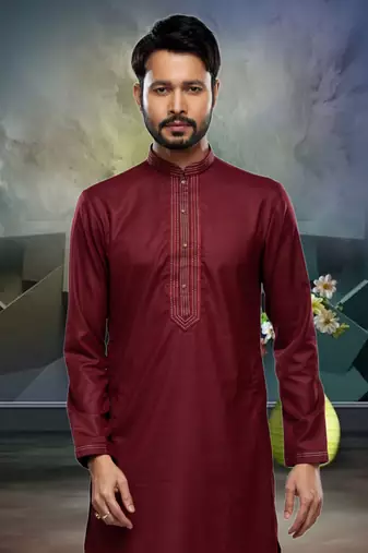Men's maroon plain kurta pajama