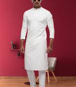Men's cream plain kurta pajama