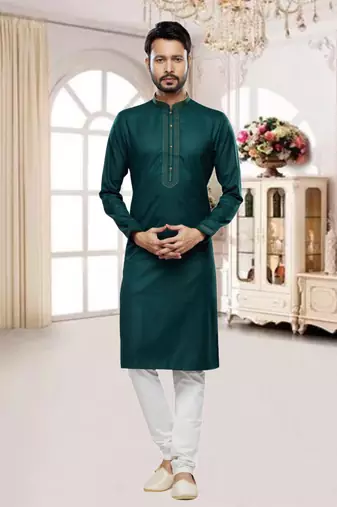 Men's green plain kurta pajama