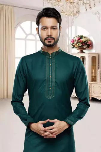 Men's green plain kurta pajama