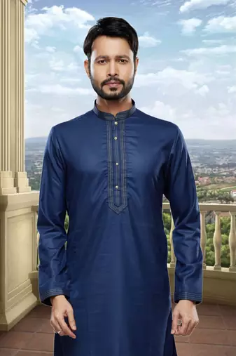 Men's blue plain kurta pajama