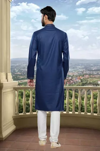 Men's blue plain kurta pajama