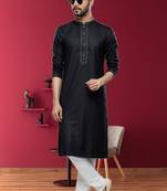 Men's black plain kurta pajama