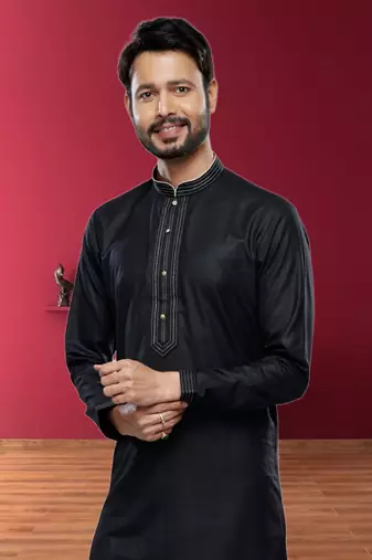 Men's black plain kurta pajama