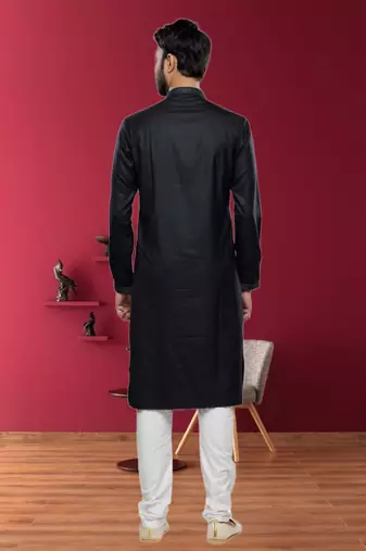 Men's black plain kurta pajama