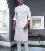 Men's off white plain kurta pajama