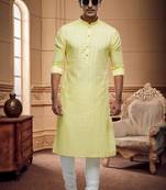 Men's yellow plain kurta pajama