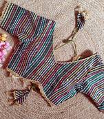 Multicolour Beautiful Multicolor Designer Saree Blouse