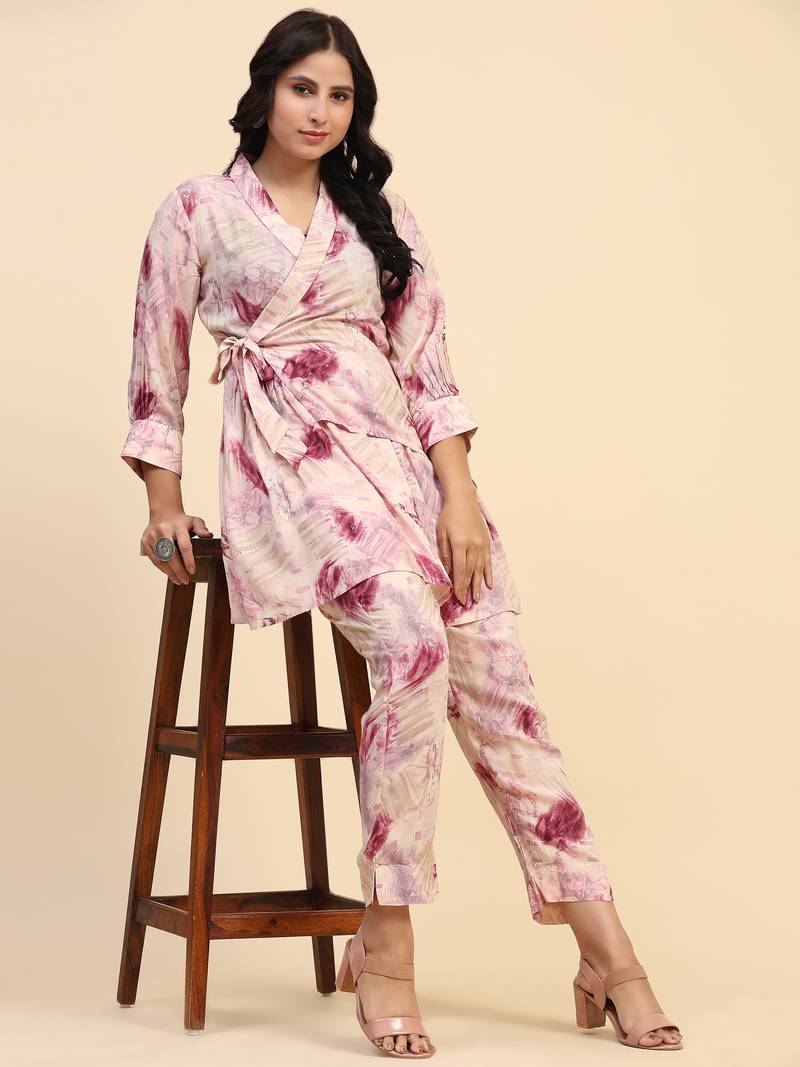 HollyHock Casual Co-ord Set with Tribal Print and 3/4 Sleeves