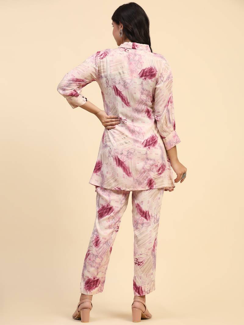 HollyHock Casual Co-ord Set with Tribal Print and 3/4 Sleeves