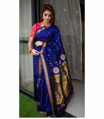  Royalblue Woven Art Silk Saree With Blouse