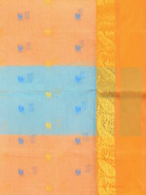 Off white pure cotton tant saree with woven designs 4