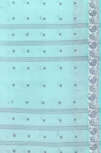 Sea Green Pure Cotton Tant Saree With Woven Designs Without Blouse