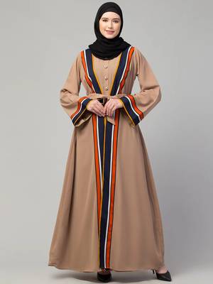 Double layer abaya dress with attached shrug - dubai style burqa for women 1