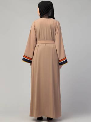 Double layer abaya dress with attached shrug - dubai style burqa for women 5