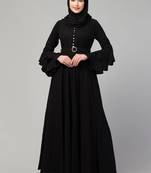 Plain umbrella abaya with adjustible belt bell sleeves - simple umbrella style burqa for women and girls