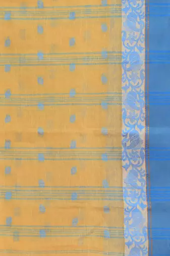 Light Beige Pure Cotton Tant Saree With Woven Designs Without Blouse