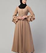 Plain umbrella abaya with adjustible belt bell sleeves - simple umbrella style burqa for women and girls